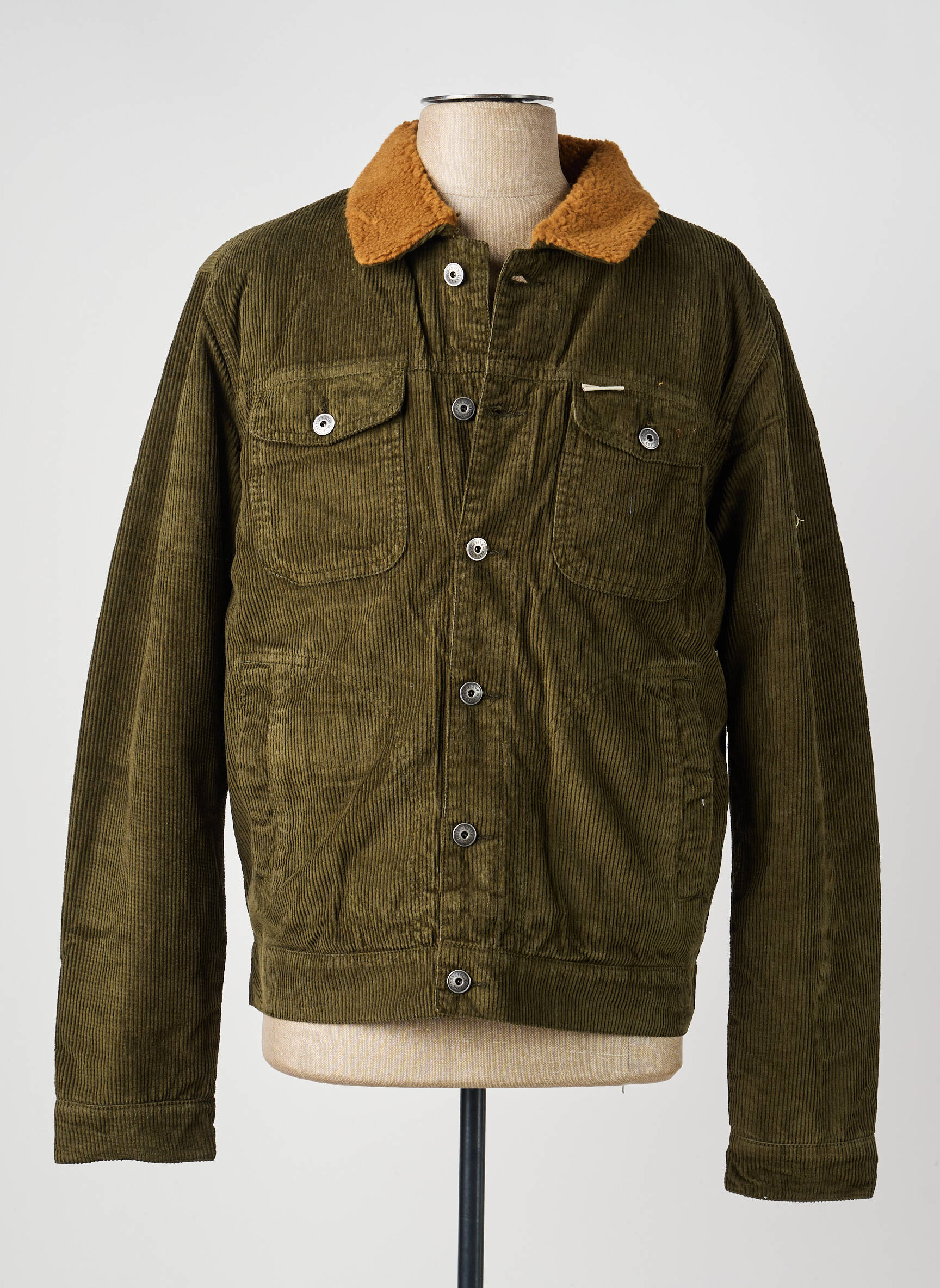 Jachete casual finisaj interior blană sintetică verde IRON AND RESIN bărbat