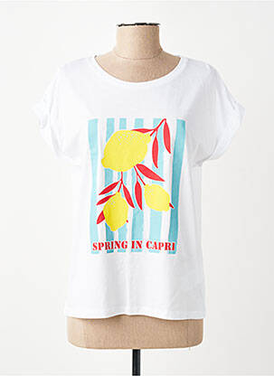 Tricou serigrafie mâneci scurte alb JULIE GUERLANDE femeie