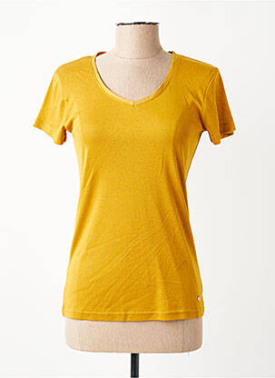 Tricou guler în v mâneci scurte galben C'EST BEAU LA VIE femeie