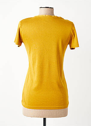 Tricou guler în v mâneci scurte galben C'EST BEAU LA VIE femeie