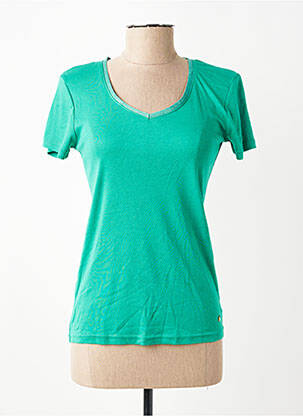 Tricou guler în v mâneci scurte verde C'EST BEAU LA VIE femeie