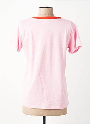 Tricou serigrafie mâneci scurte roz C'EST BEAU LA VIE femeie
