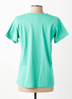 Tricou serigrafie mâneci scurte verde C'EST BEAU LA VIE femeie