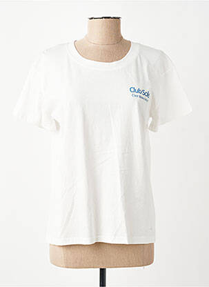 Tricou croială dreaptă mâneci scurte alb C'EST BEAU LA VIE femeie