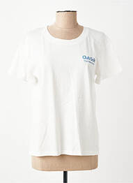 Tricou croială dreaptă mâneci scurte alb C'EST BEAU LA VIE femeie
