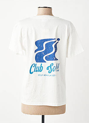 Tricou croială dreaptă mâneci scurte alb C'EST BEAU LA VIE femeie