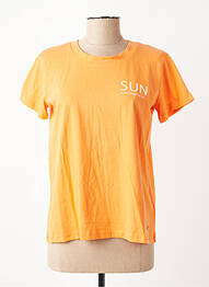 Tricou serigrafie mâneci scurte portocaliu C'EST BEAU LA VIE femeie