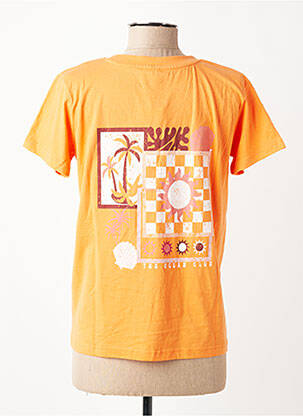 Tricou serigrafie mâneci scurte portocalie C'EST BEAU LA VIE femeie