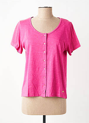 Tricou elasticitate mâneci scurte roz C'EST BEAU LA VIE femeie