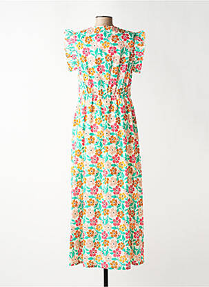 Rochie lungă mâneci scurte mâneci scurte verde C'EST BEAU LA VIE femeie