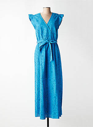 Rochie lungă mâneci scurte mâneci scurte albastru C'EST BEAU LA VIE femeie