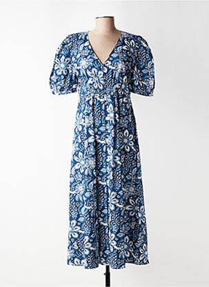 Rochie lungă mâneci scurte mâneci scurte albastru C'EST BEAU LA VIE femeie