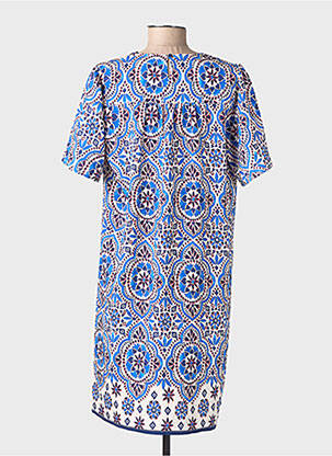Rochie midi imprimeu floral mâneci scurte albastru JULIE GUERLANDE femeie