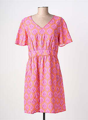 Rochie scurtă mâneci scurte mâneci scurte roz C'EST BEAU LA VIE femeie