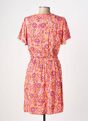 Rochie midi imprimeu floral mâneci scurte portocaliu C'EST BEAU LA VIE femeie