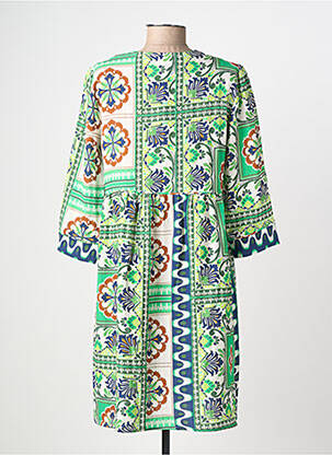 Rochie scurtă croială fluidă mâneci 3/4 verde JULIE GUERLANDE femeie