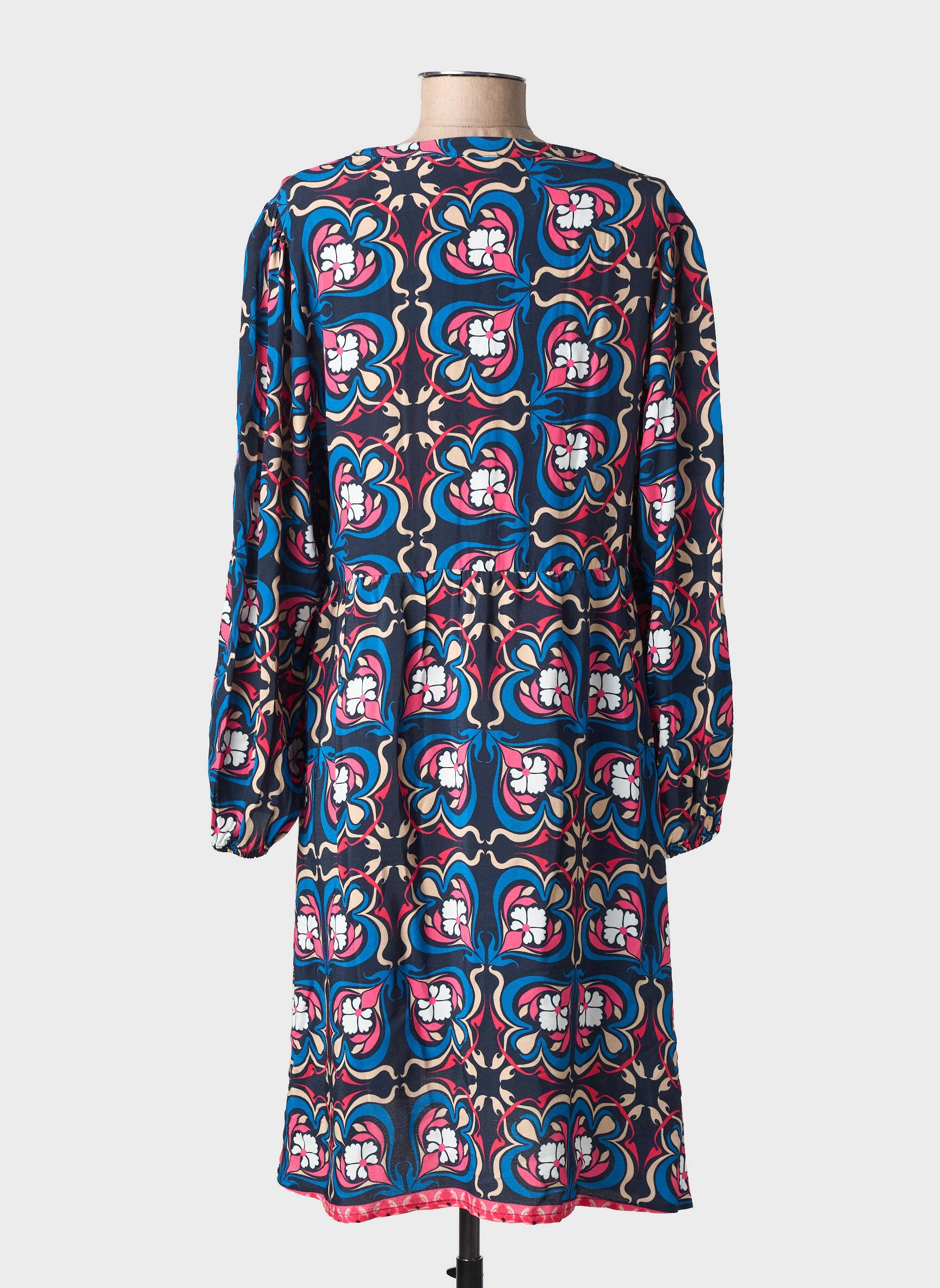 Rochie midi croială fluidă mâneci lungi albastru C'EST BEAU LA VIE femeie