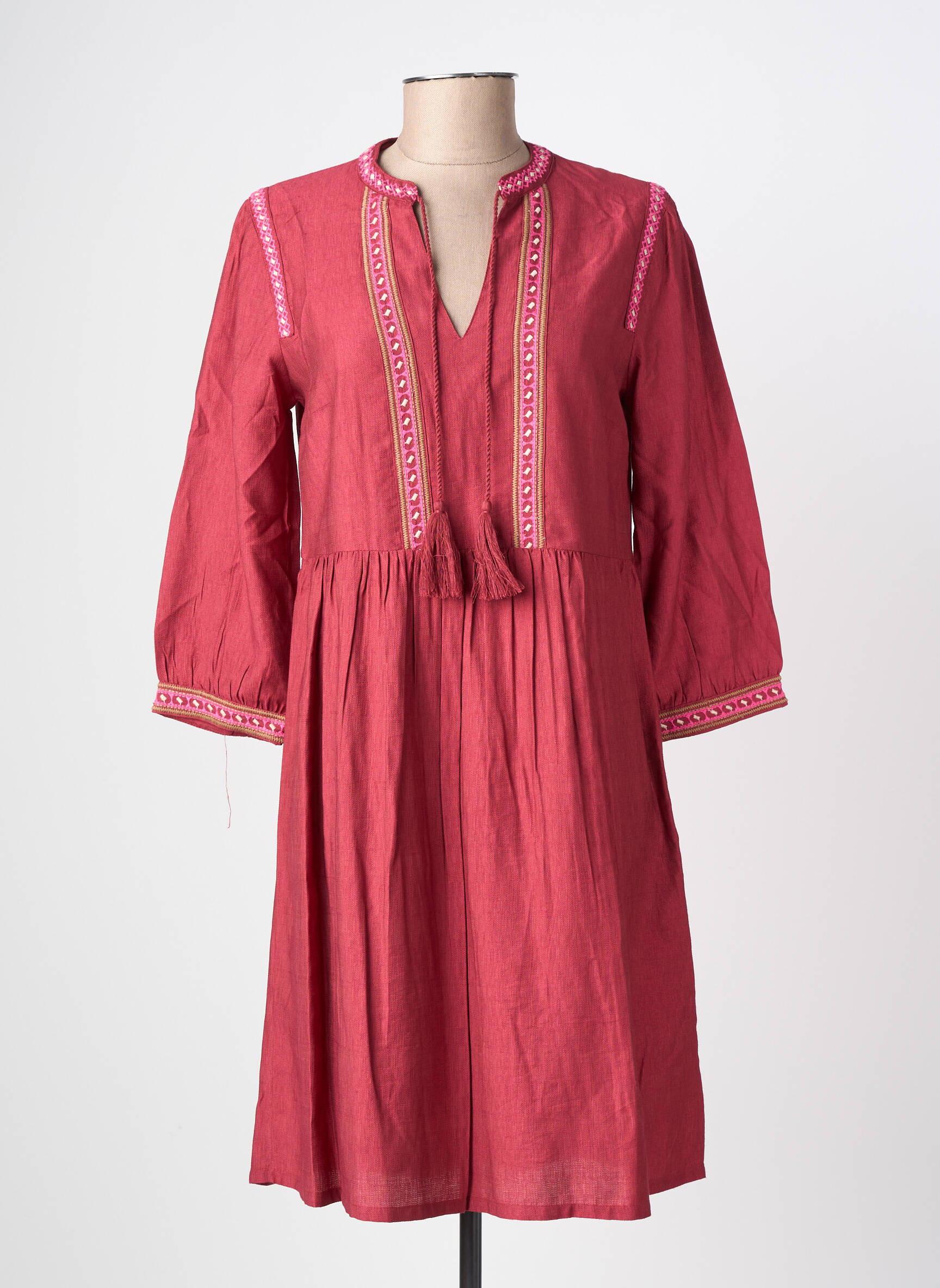 Rochie scurtă mâneci 3/4 mâneci 3/4 roșu JULIE GUERLANDE femeie