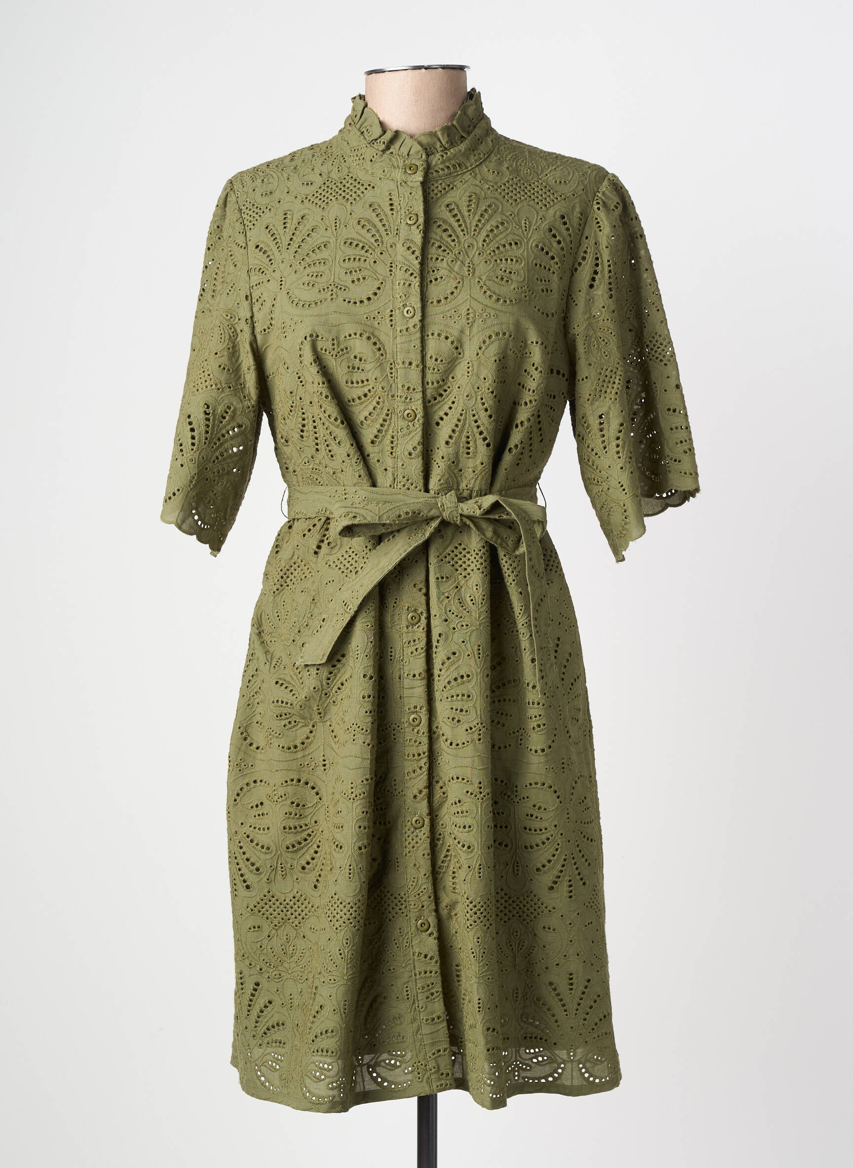 Rochie midi mâneci scurte mâneci scurte verde închis JULIE GUERLANDE femeie