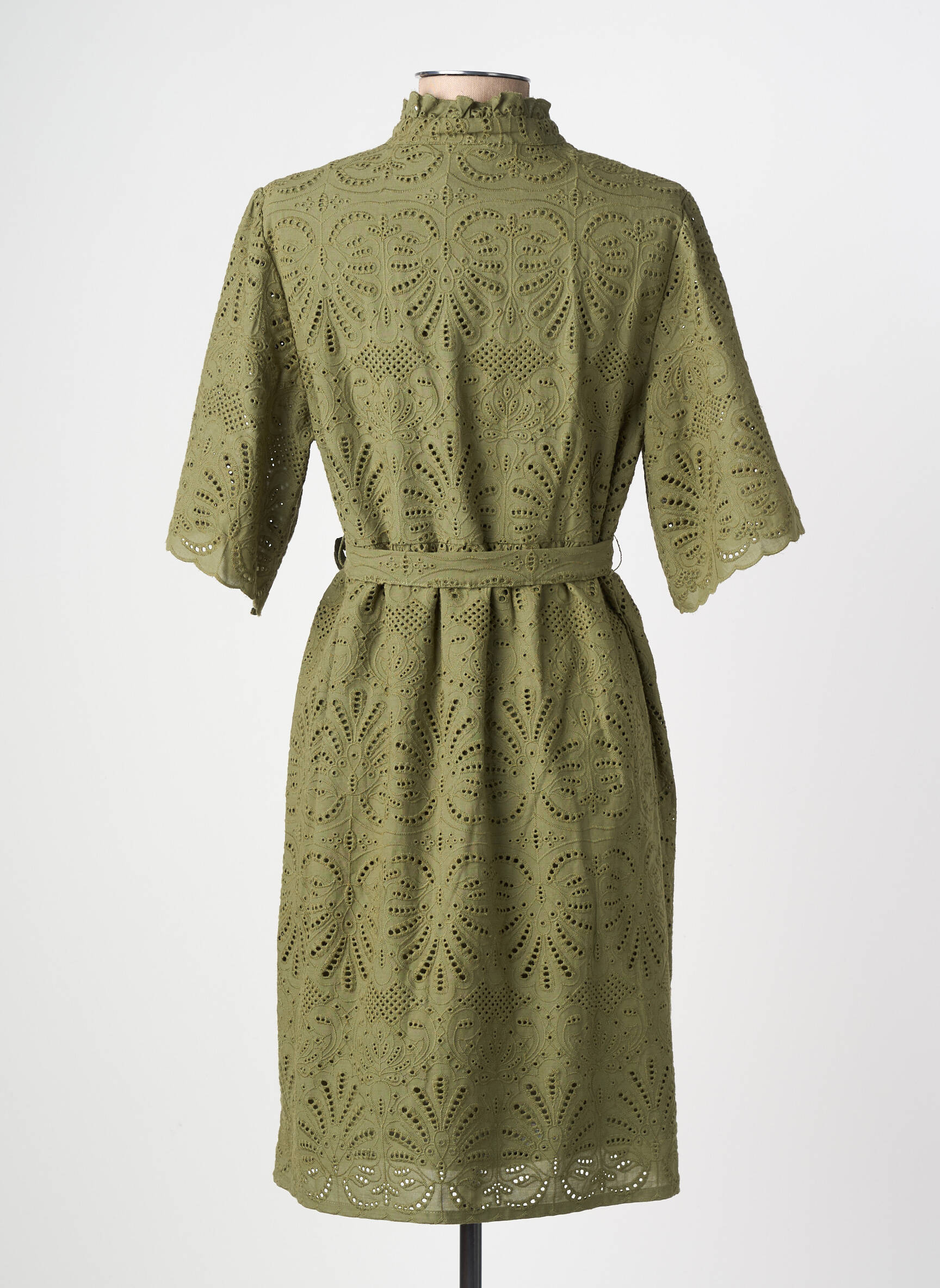 Rochie midi mâneci scurte mâneci scurte verde închis JULIE GUERLANDE femeie