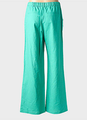 Pantalon larg închidere cu fermoar sub clapetă cu nasturi talie înaltă verde C'EST BEAU LA VIE femeie