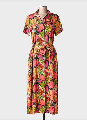 Rochie lungă țesătură poplin mâneci scurte portocalie RAGWEAR femeie