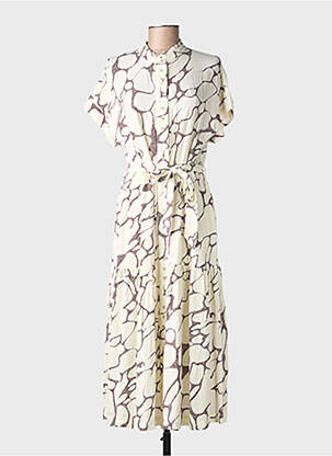 Rochie midi imprimeu fantezie mâneci scurte bej RAGWEAR femeie