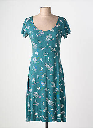 Rochie midi imprimeu fantezie mâneci scurte verde RAGWEAR femeie
