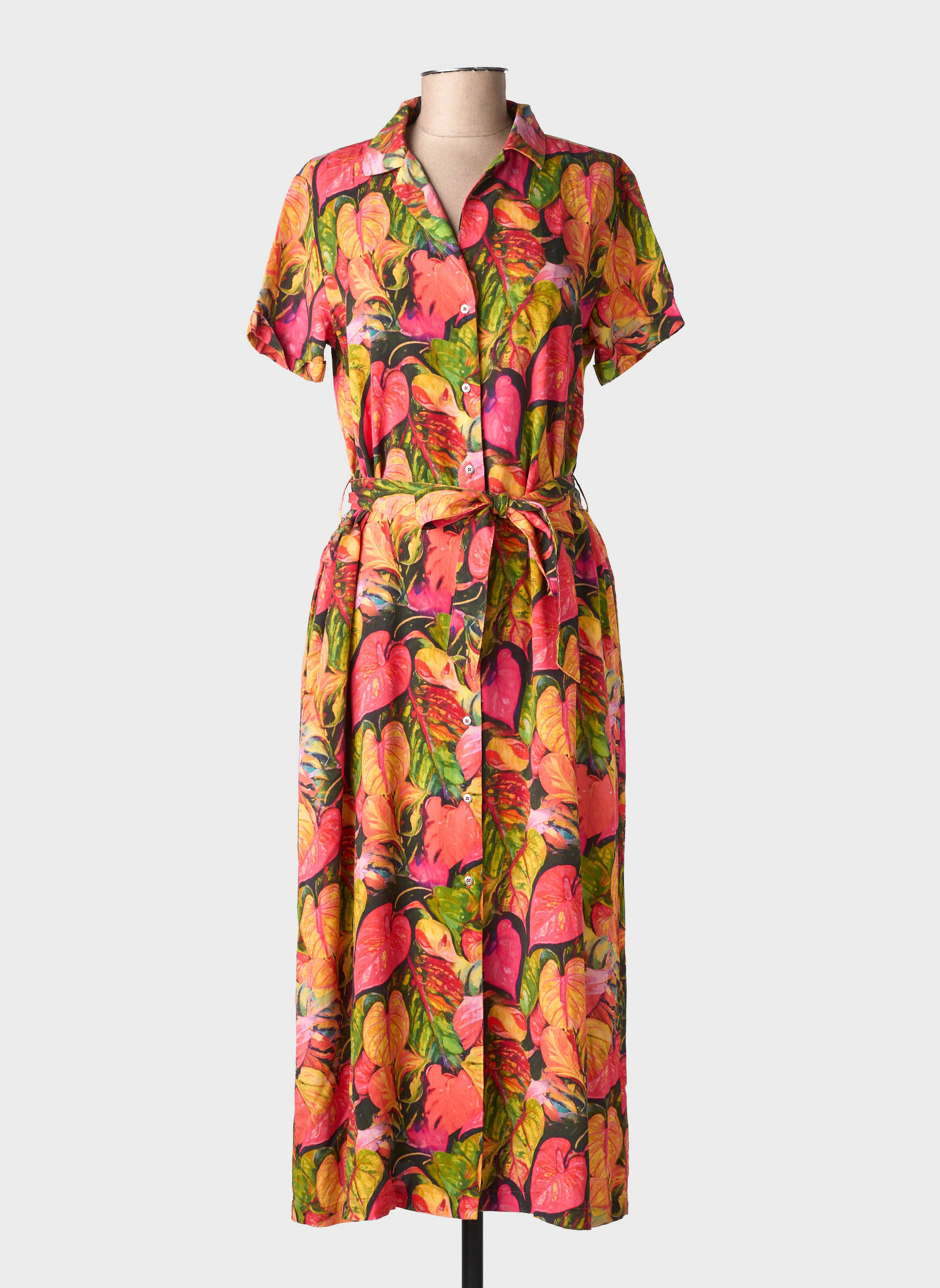 Rochie lungă țesătură poplin mâneci scurte portocalie RAGWEAR femeie