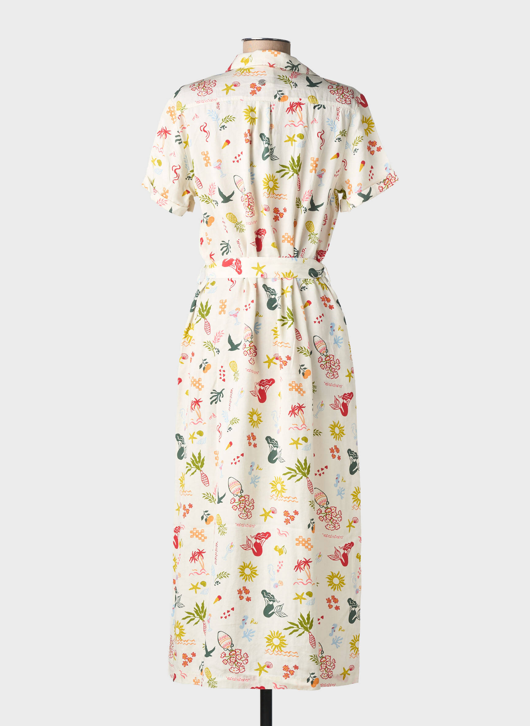 Rochie lungă țesătură poplin mâneci scurte bej RAGWEAR femeie