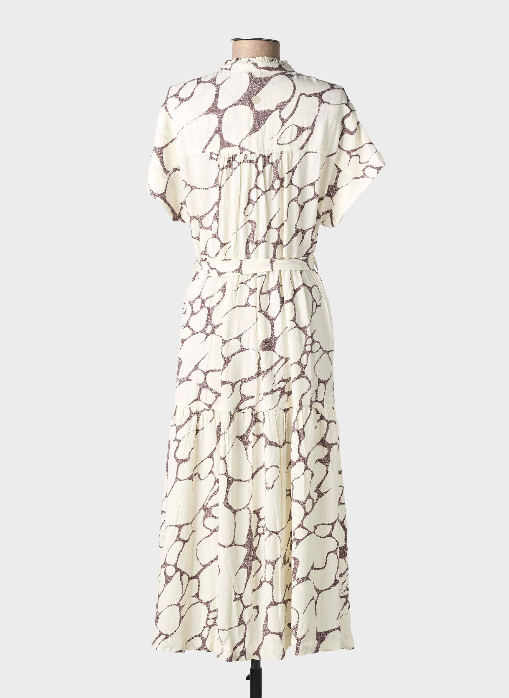 Rochie midi imprimeu fantezie mâneci scurte bej RAGWEAR femeie