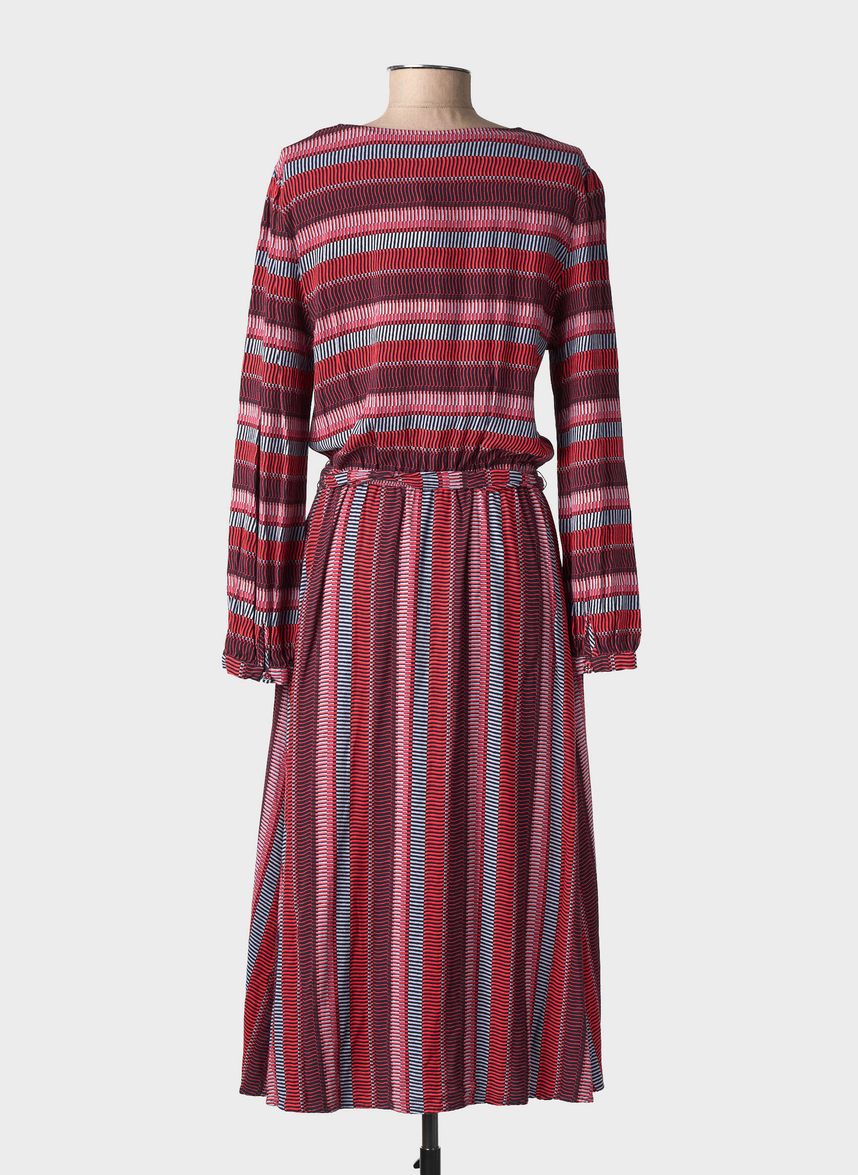 Rochie lungă imprimeu fantezie mâneci lungi roșu RAGWEAR femeie