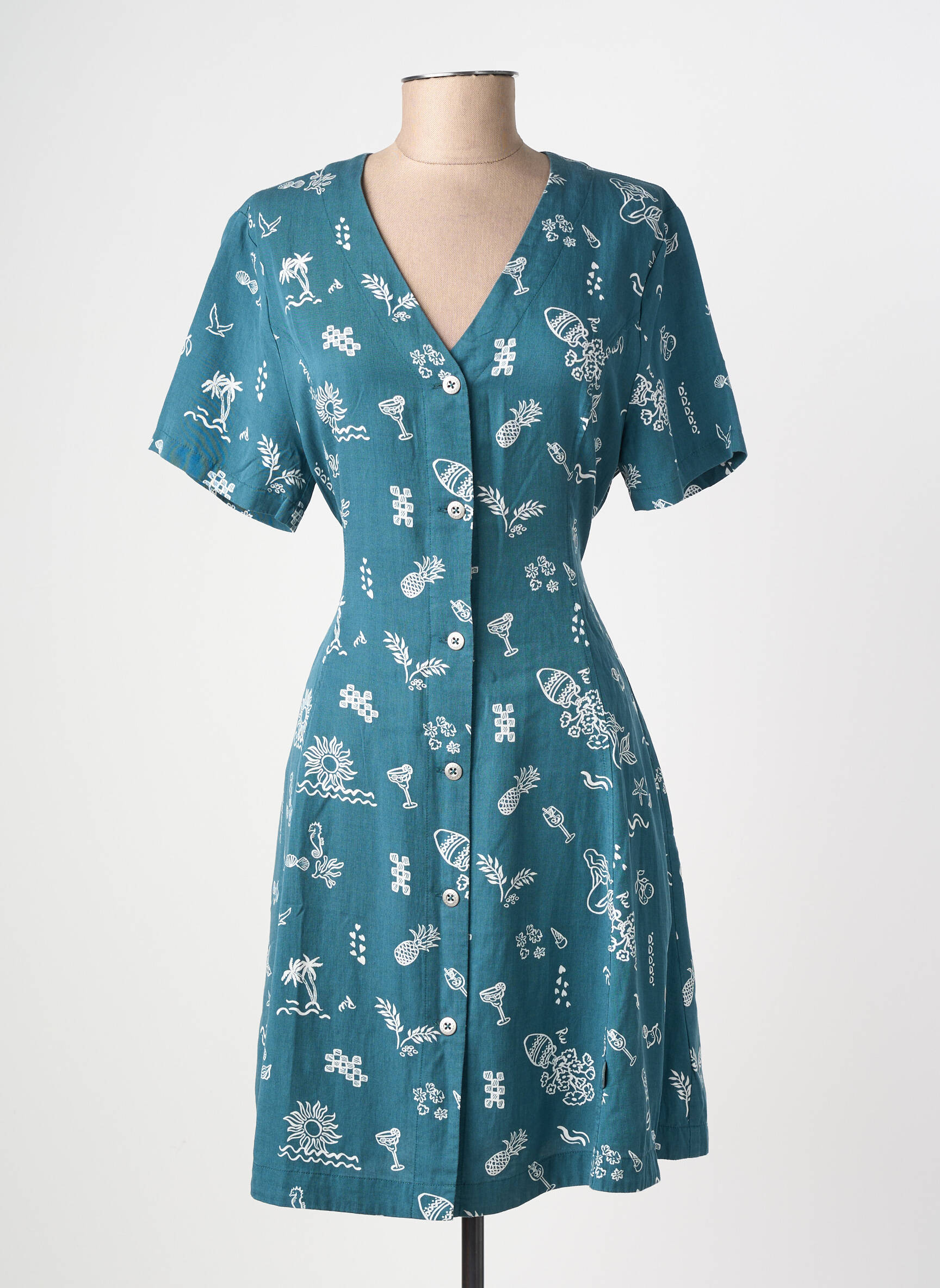 Rochie scurtă mâneci scurte mâneci scurte verde RAGWEAR femeie