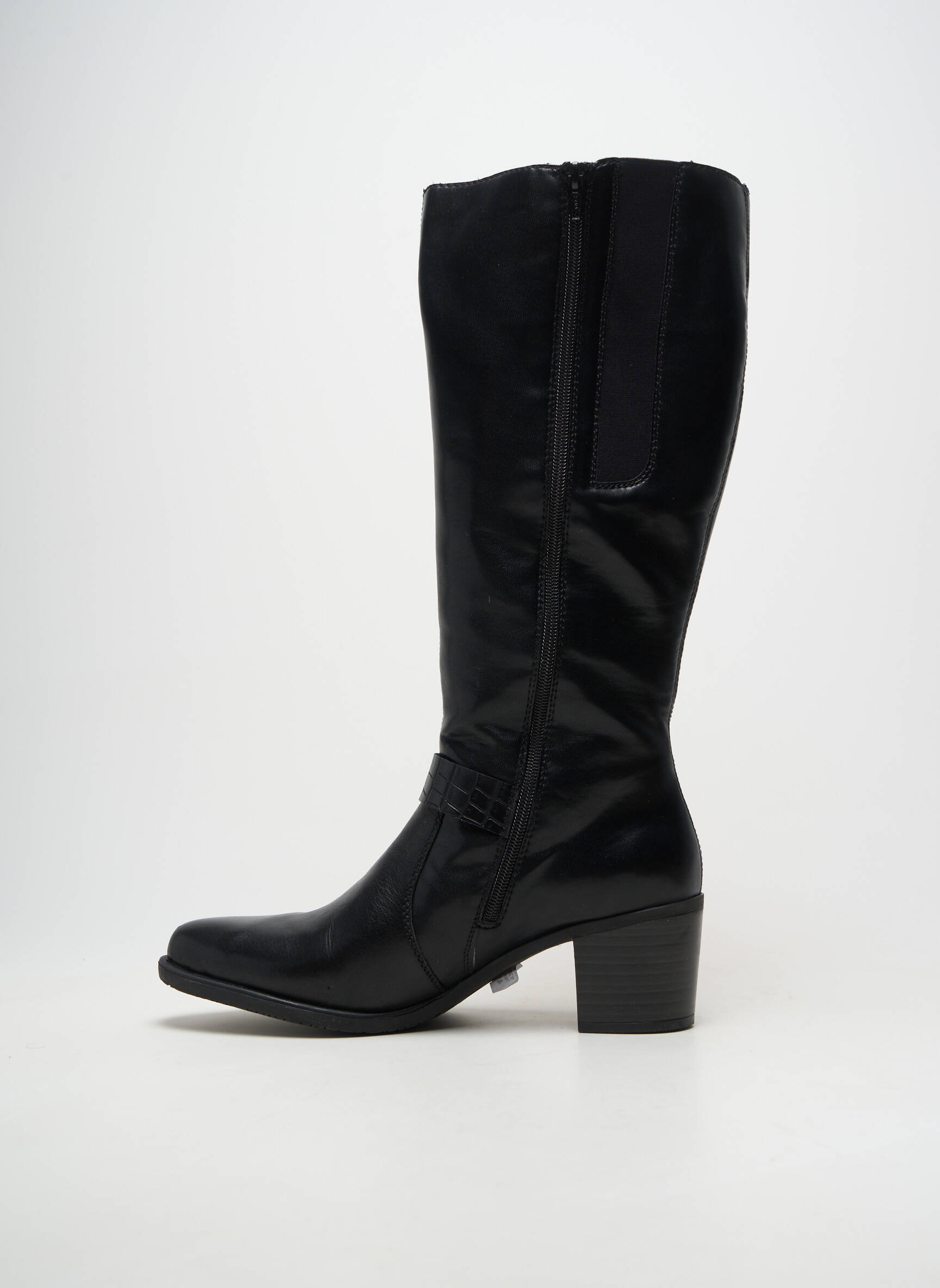 Cizme material neted toc de 4 la 6 cm negru RIEKER femeie