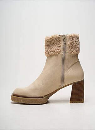 Botine/ghete material neted toc de 7 la 9 cm bej WONDERS femeie
