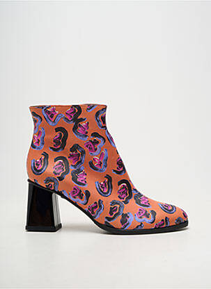 Botine/ghete material neted toc de 7 la 9 cm portocalie AZUREE femeie