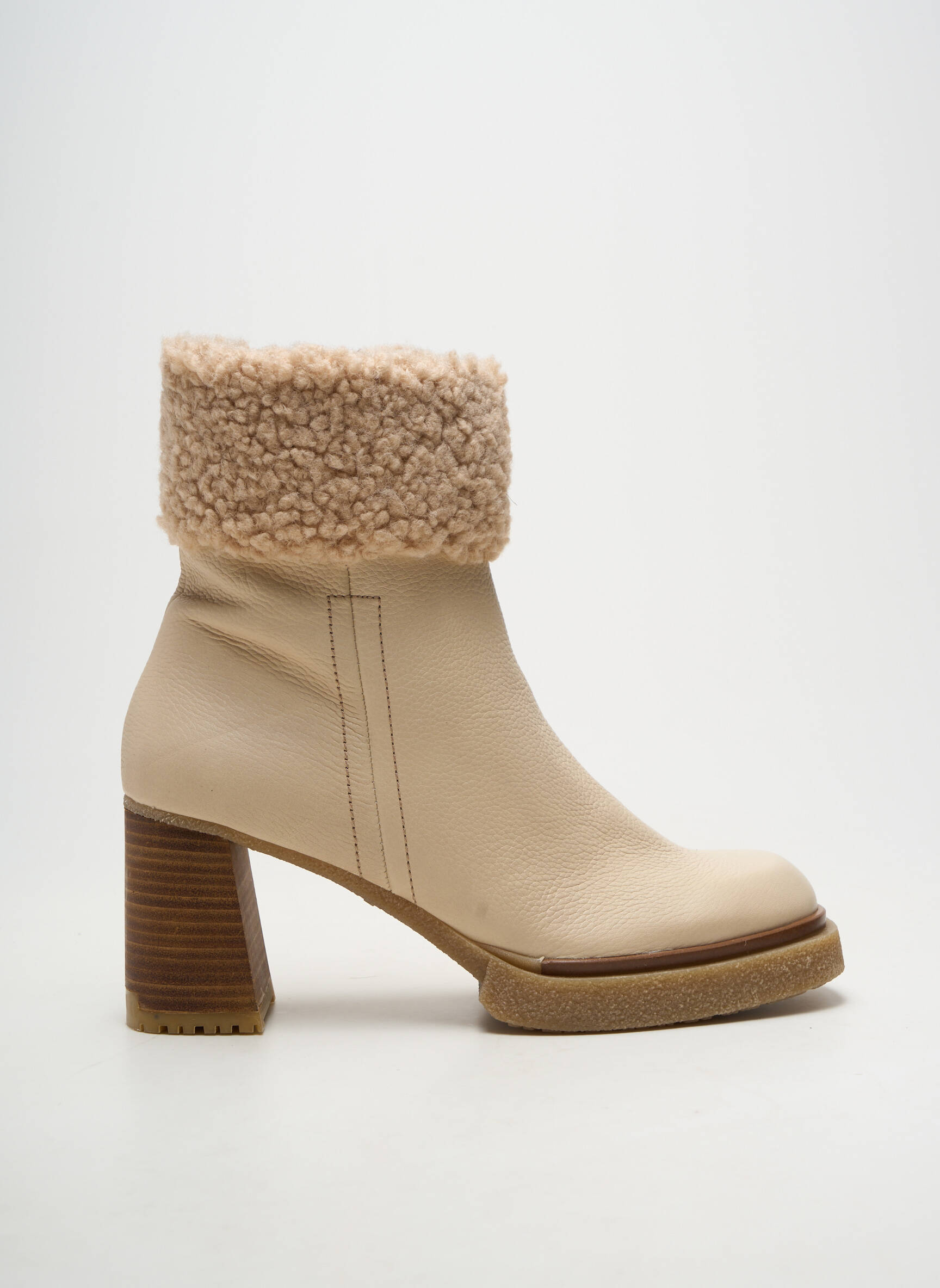 Botine/ghete material neted toc de 7 la 9 cm bej WONDERS femeie