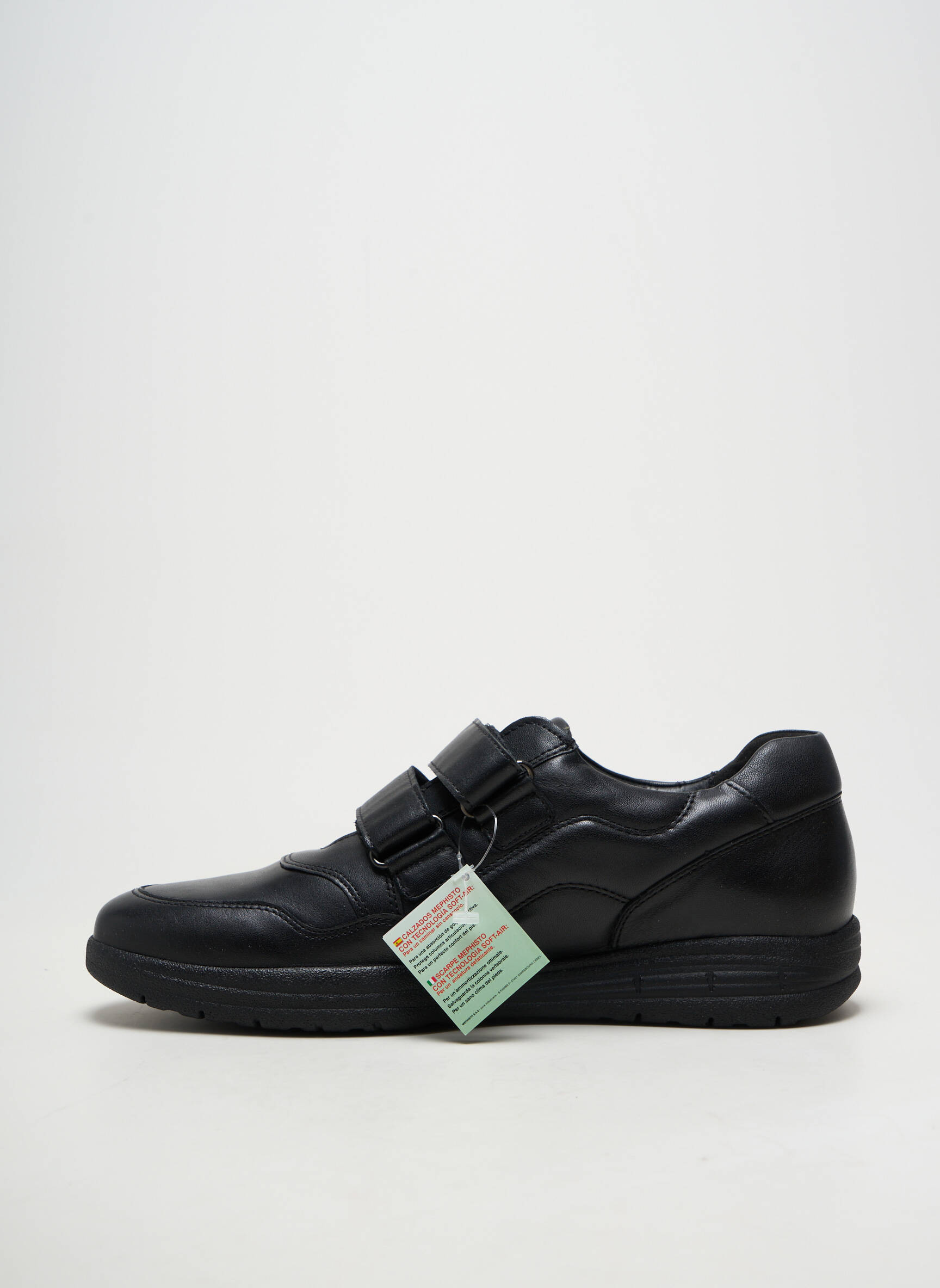 Adidași material neted vârf rotund negru MEPHISTO bărbat