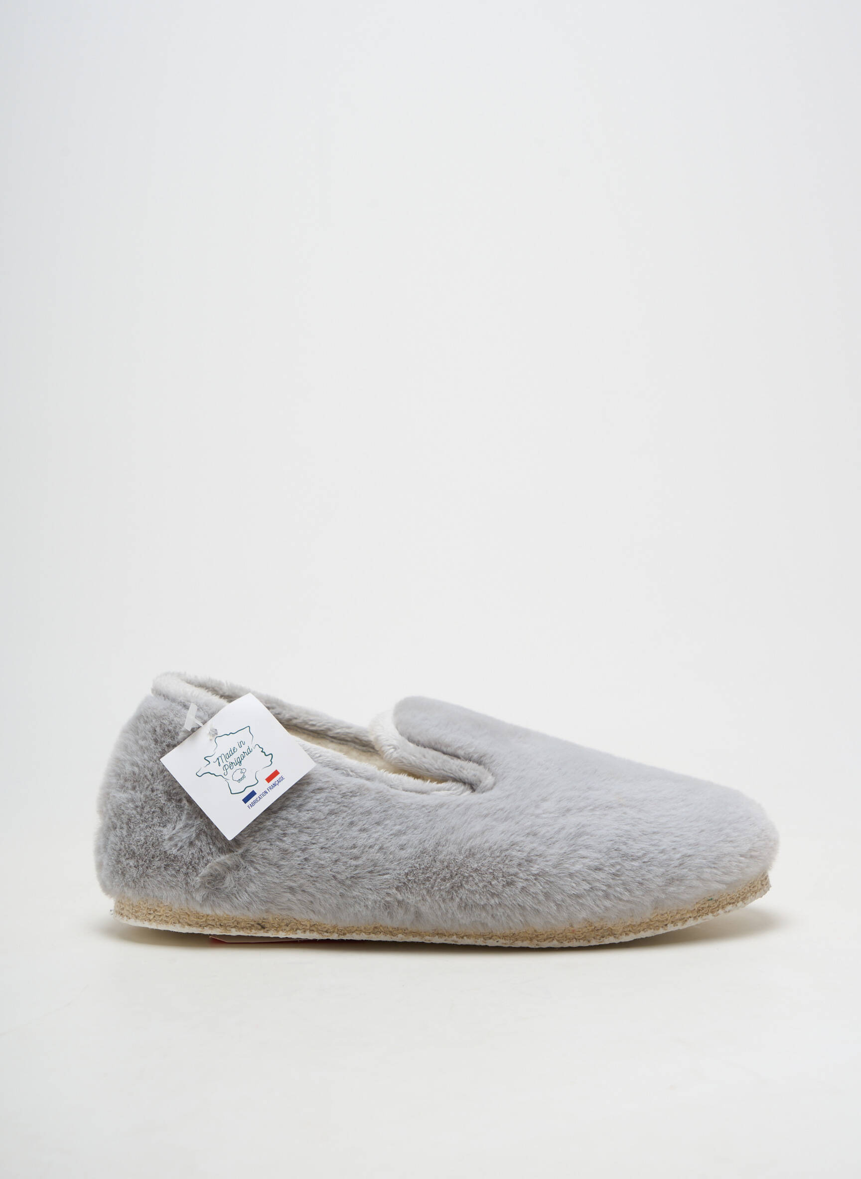 Papuci/pantofi de casă vârf rotund toc plat până la 3 cm gri CHAUSSE MOUTON femeie