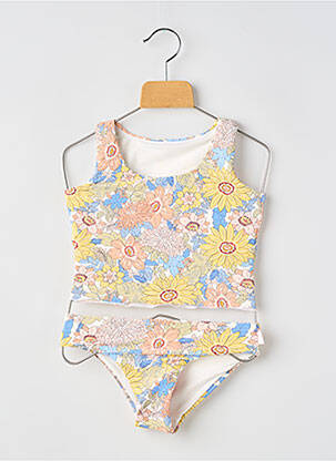 Costum de baie din două piese efect material satinat galben SEAFOLLY fată