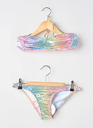 Costum de baie din două piese efect material satinat roz PRINCESSE ILOU fată