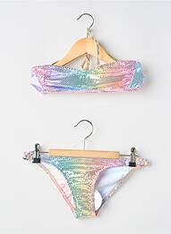 Costum de baie din două piese efect material satinat roz PRINCESSE ILOU fată