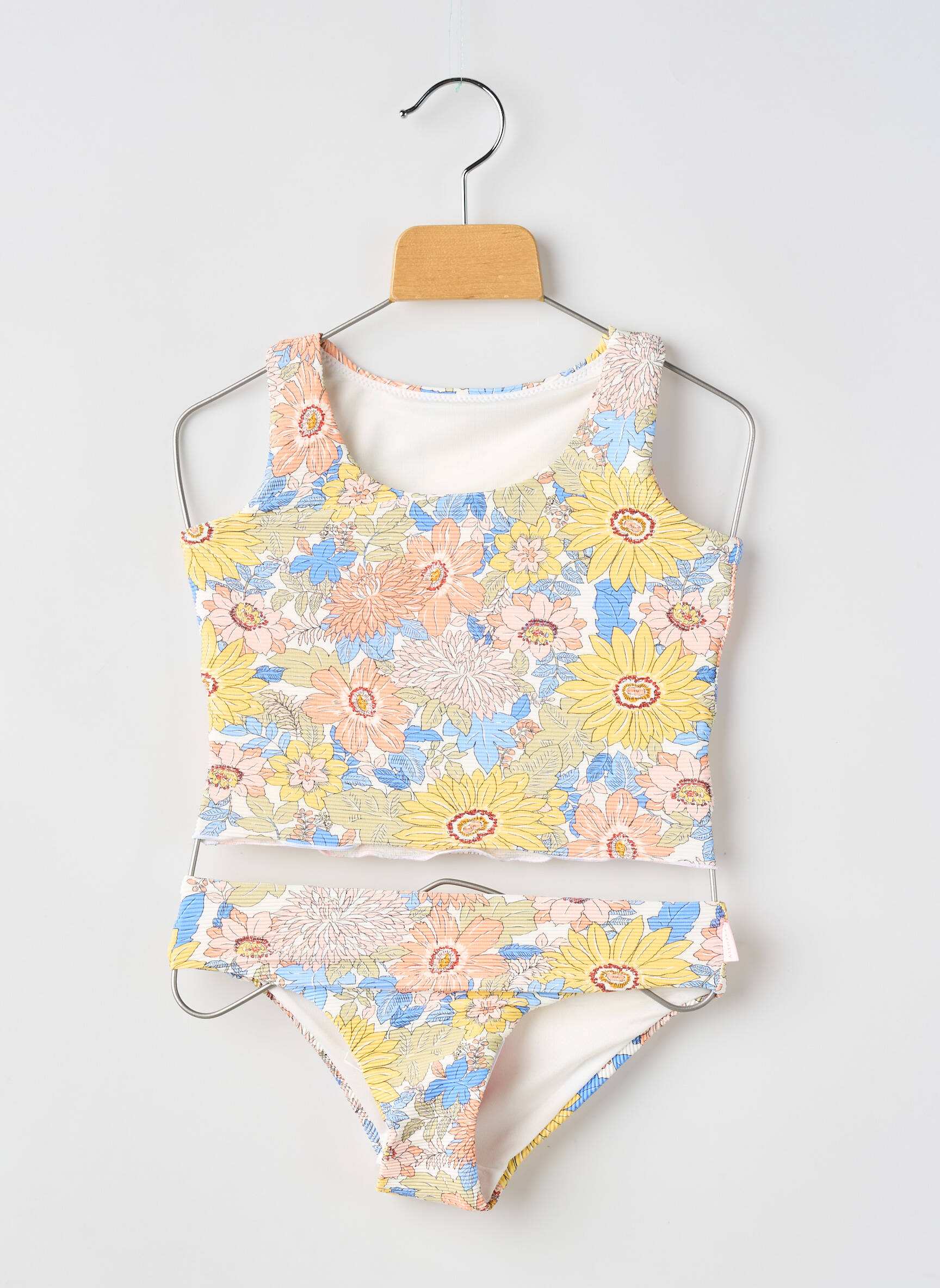 Costum de baie din două piese efect material satinat galben SEAFOLLY fată
