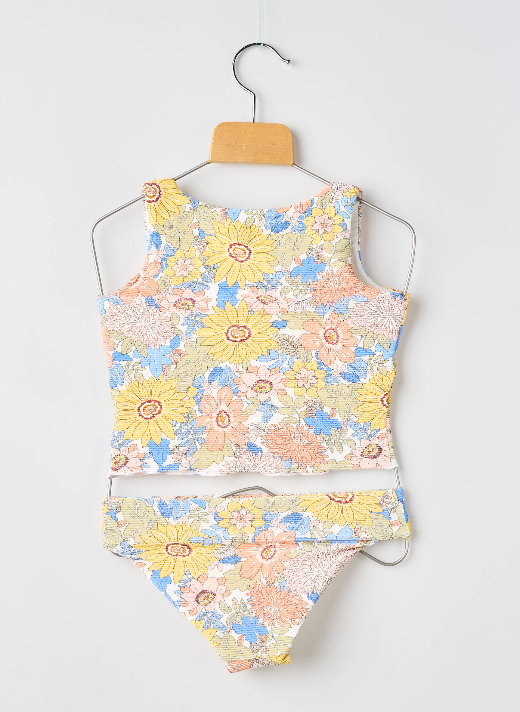 Costum de baie din două piese efect material satinat galben SEAFOLLY fată