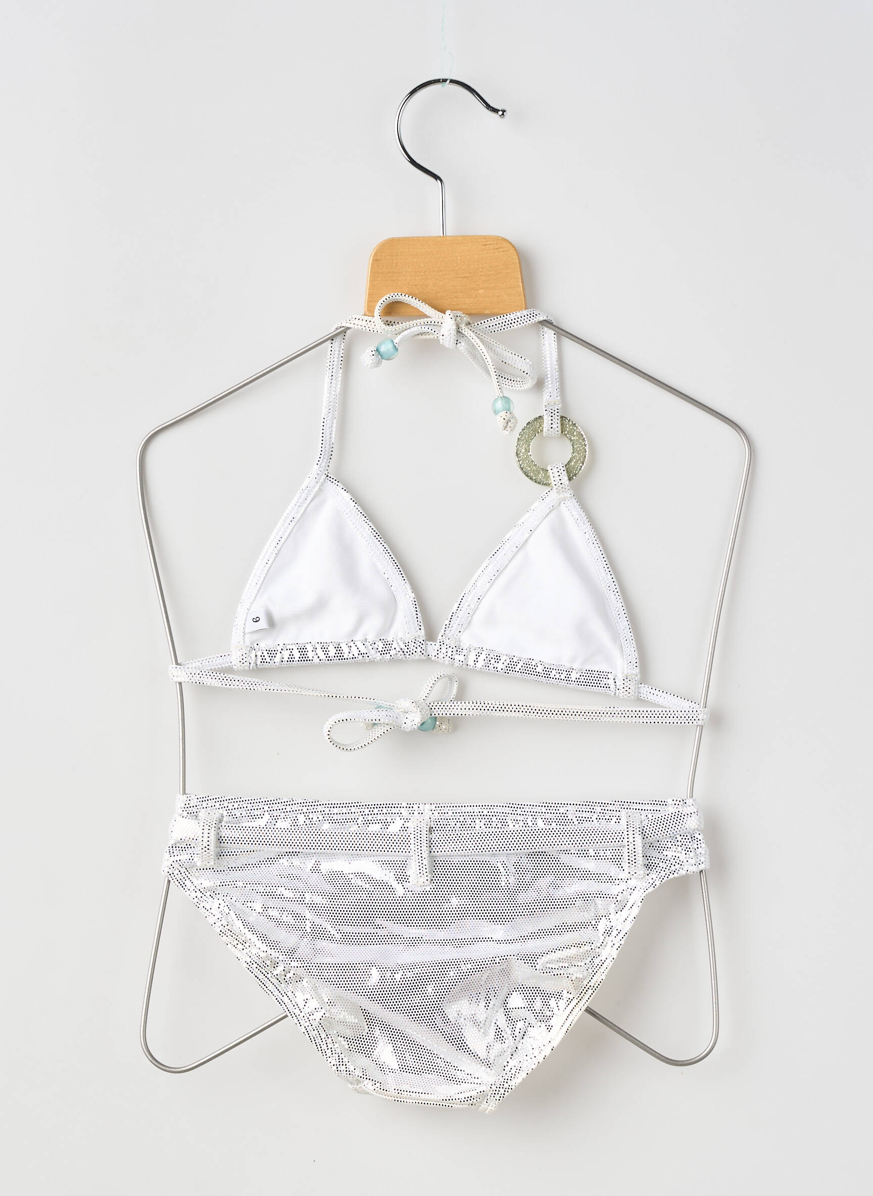 Costum de baie din două piese efect material satinat argintiu PRINCESSE ILOU fată