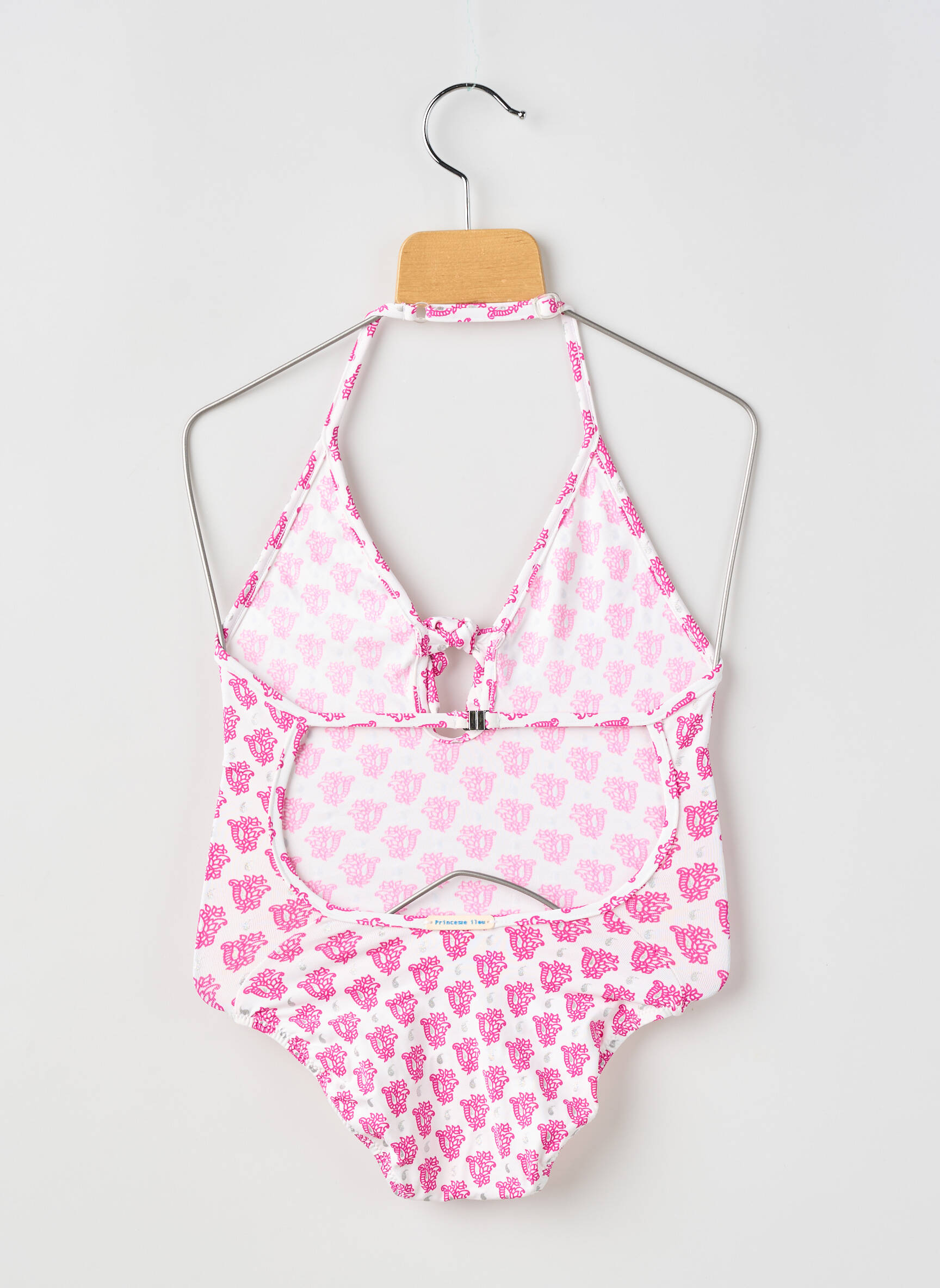 Costum de baie dintr-o singură piesă top triunghiuri roz PRINCESSE ILOU fată