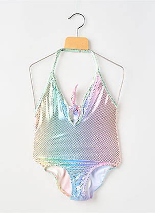 Costum de baie dintr-o singură piesă top triunghiuri roz PRINCESSE ILOU fată