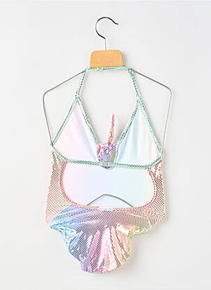 Costum de baie dintr-o singură piesă top triunghiuri roz PRINCESSE ILOU fată