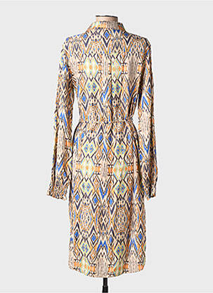 Rochie midi imprimeu fantezie mâneci lungi bej IVY BEAU femeie