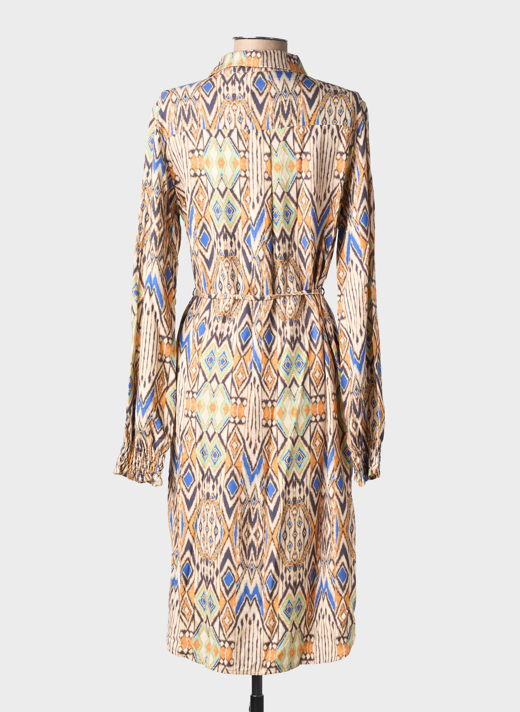 Rochie midi imprimeu fantezie mâneci lungi bej IVY BEAU femeie